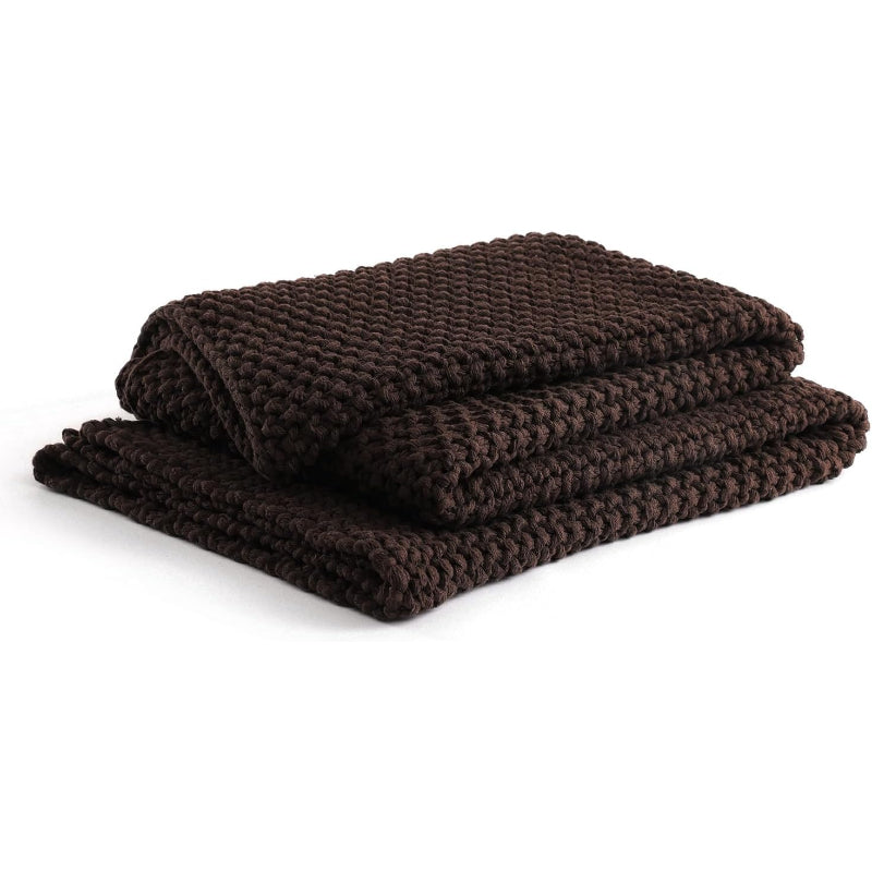 Chocolate Brown Chunky Cotton Cable‑Knit Throw Blanket