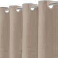 Beige Waffle Weave No‑Hook Shower Curtain Set