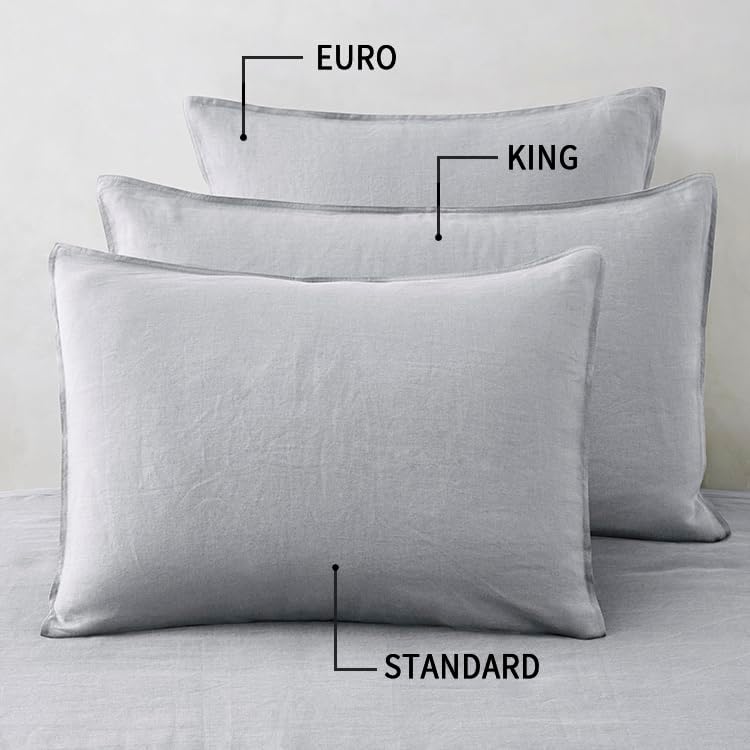 Light Grey Linen Standard Pillow Shams Set of 2