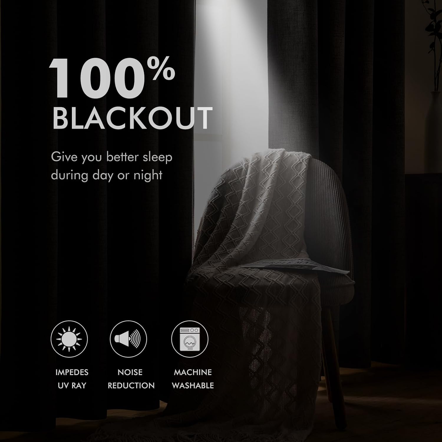 Beige Linen Blackout Grommet Curtains 2 Panels