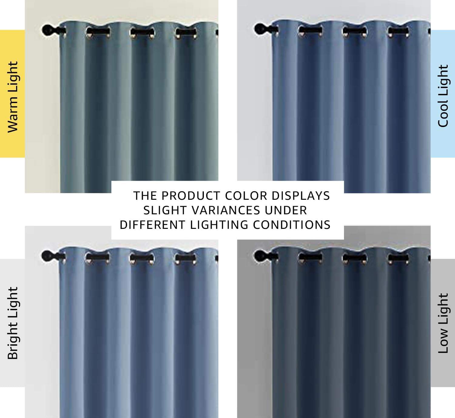 Stone Blue Blackout Grommet Curtains 2 Panels