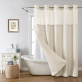 Oatmeal Waffle Weave No‑Hook Shower Curtain Set