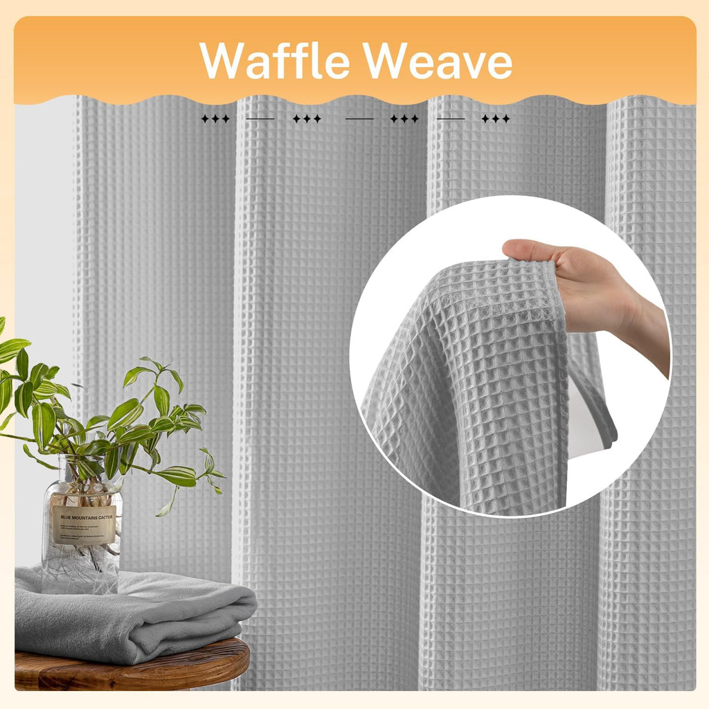 Gray Waffle Weave Shower Curtain Set with Liner