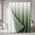 Sage Ombre Waffle Weave Shower Curtain Set