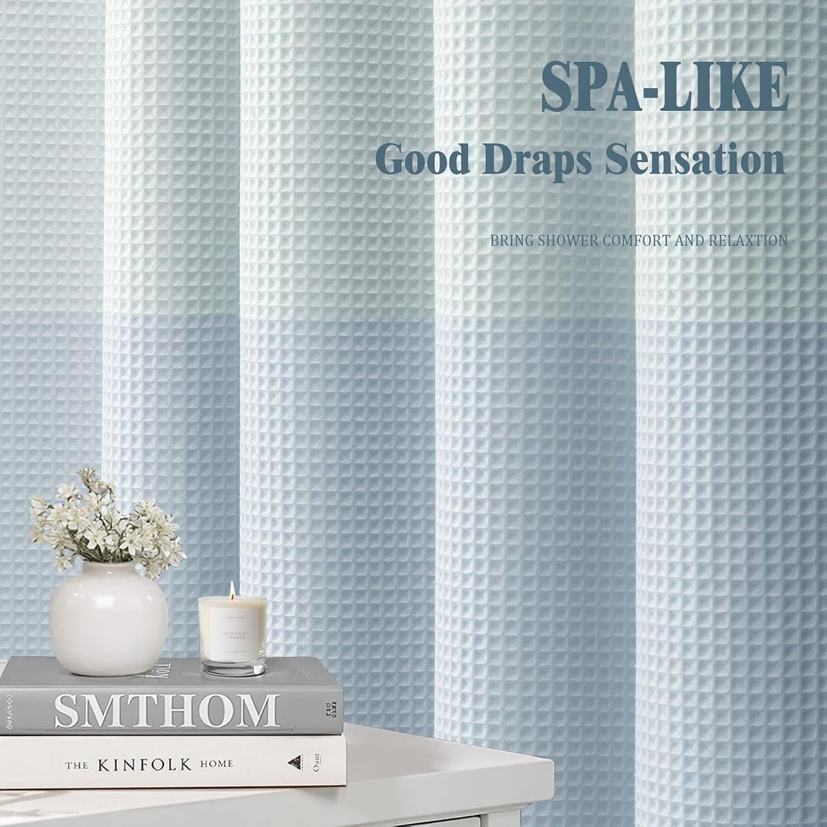 Light Blue Waffle Weave Shower Curtain