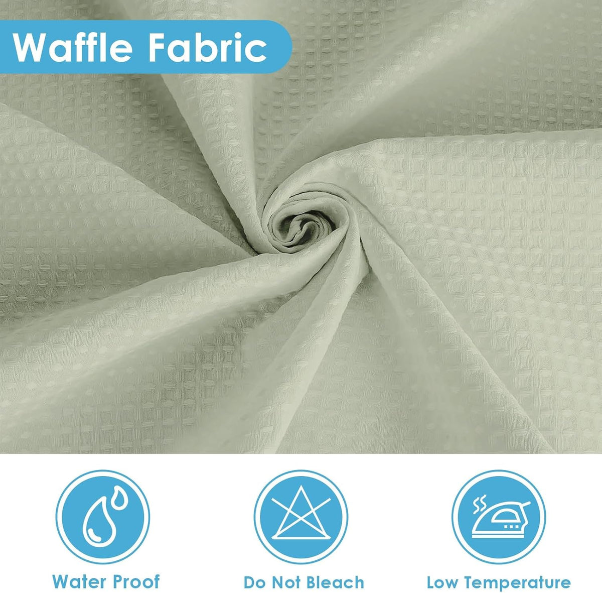 Sage Striped Waffle Weave Shower Curtain Set