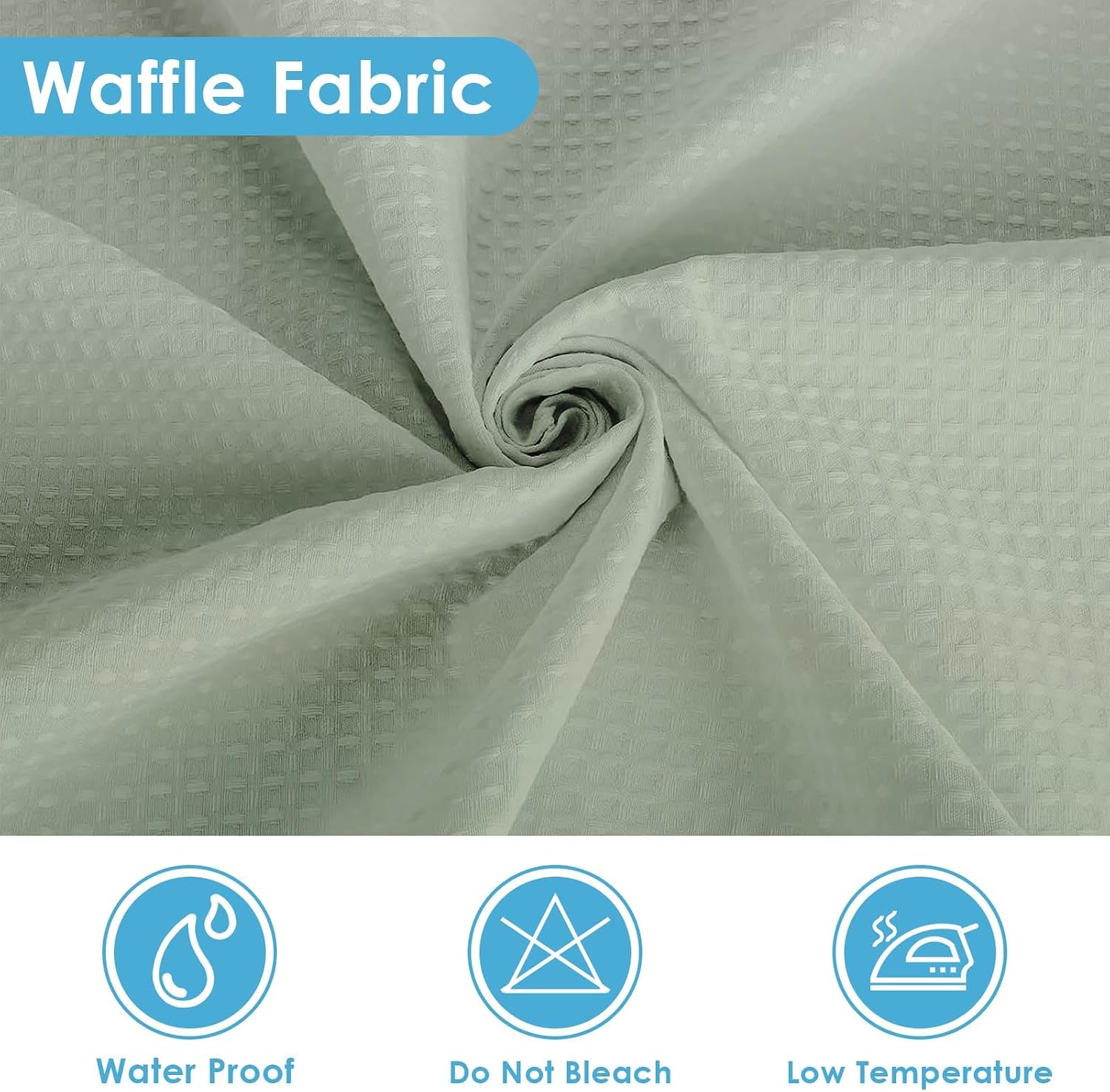 Sage Ombre Waffle Weave Shower Curtain Set