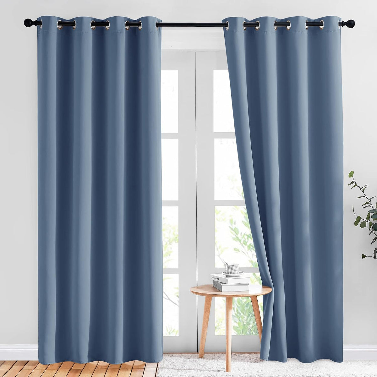 Stone Blue Blackout Grommet Curtains 2 Panels