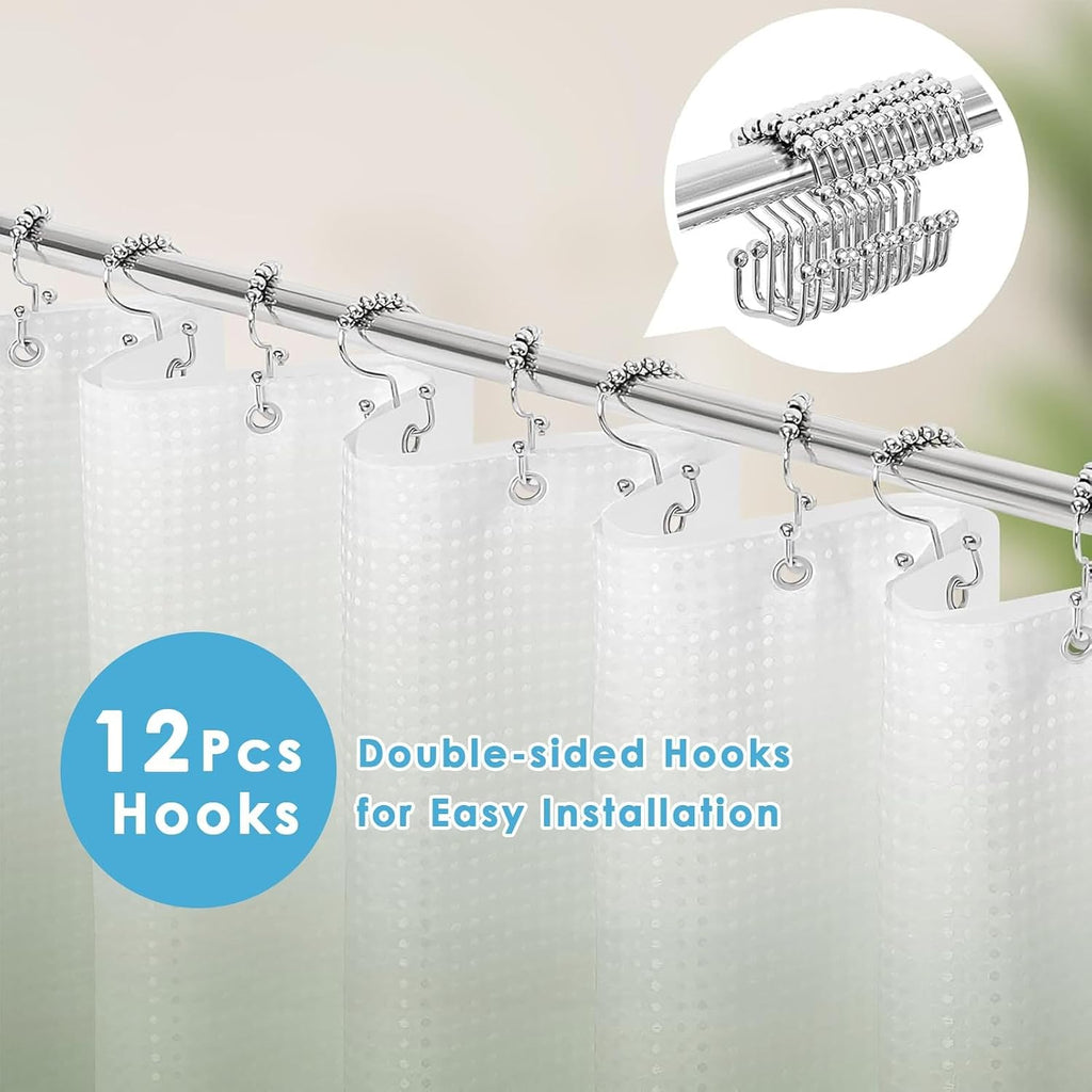 Sage Ombre Waffle Weave Shower Curtain Set