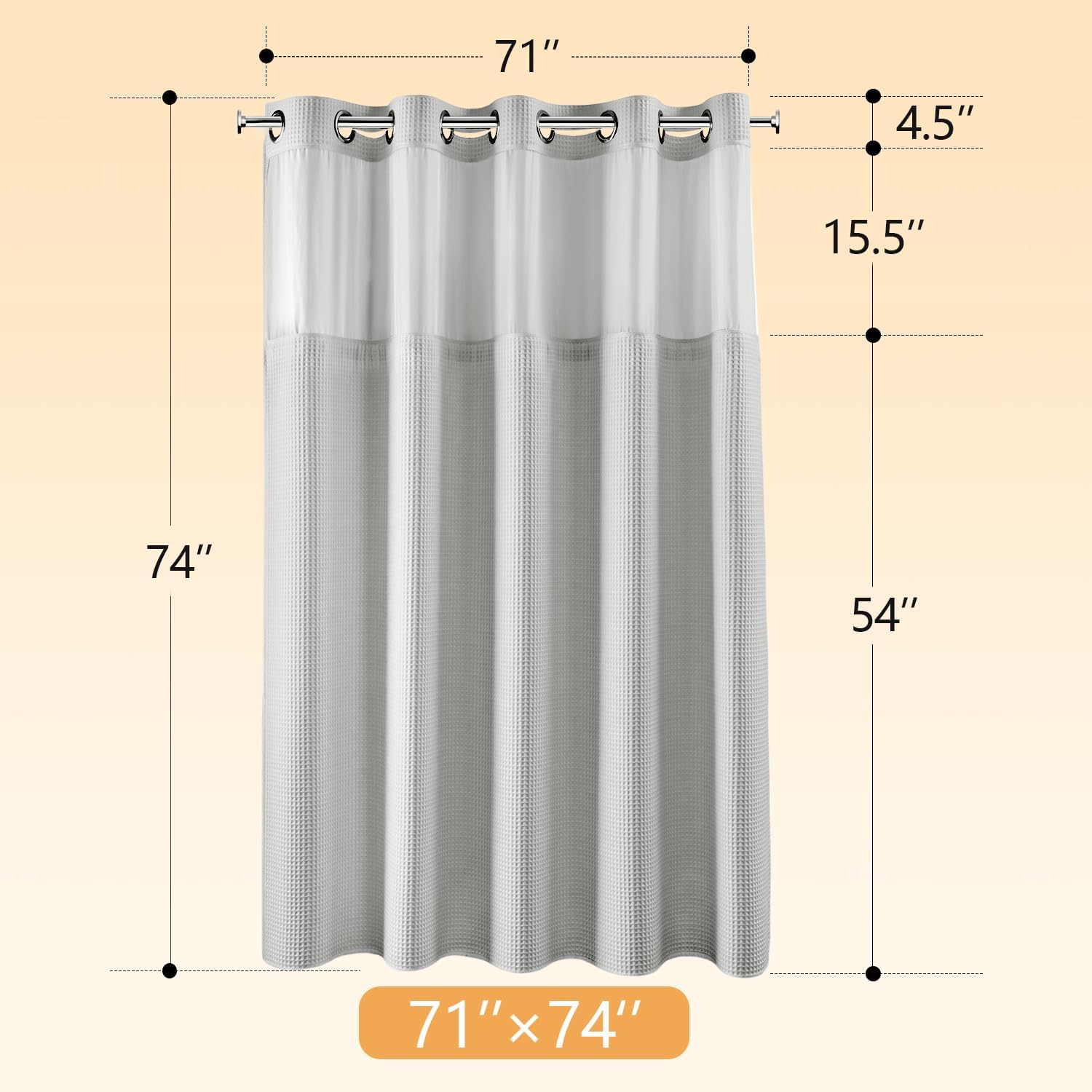 Gray Waffle Weave Shower Curtain Set with Liner