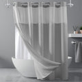 Gray Waffle Weave Shower Curtain Set with Liner