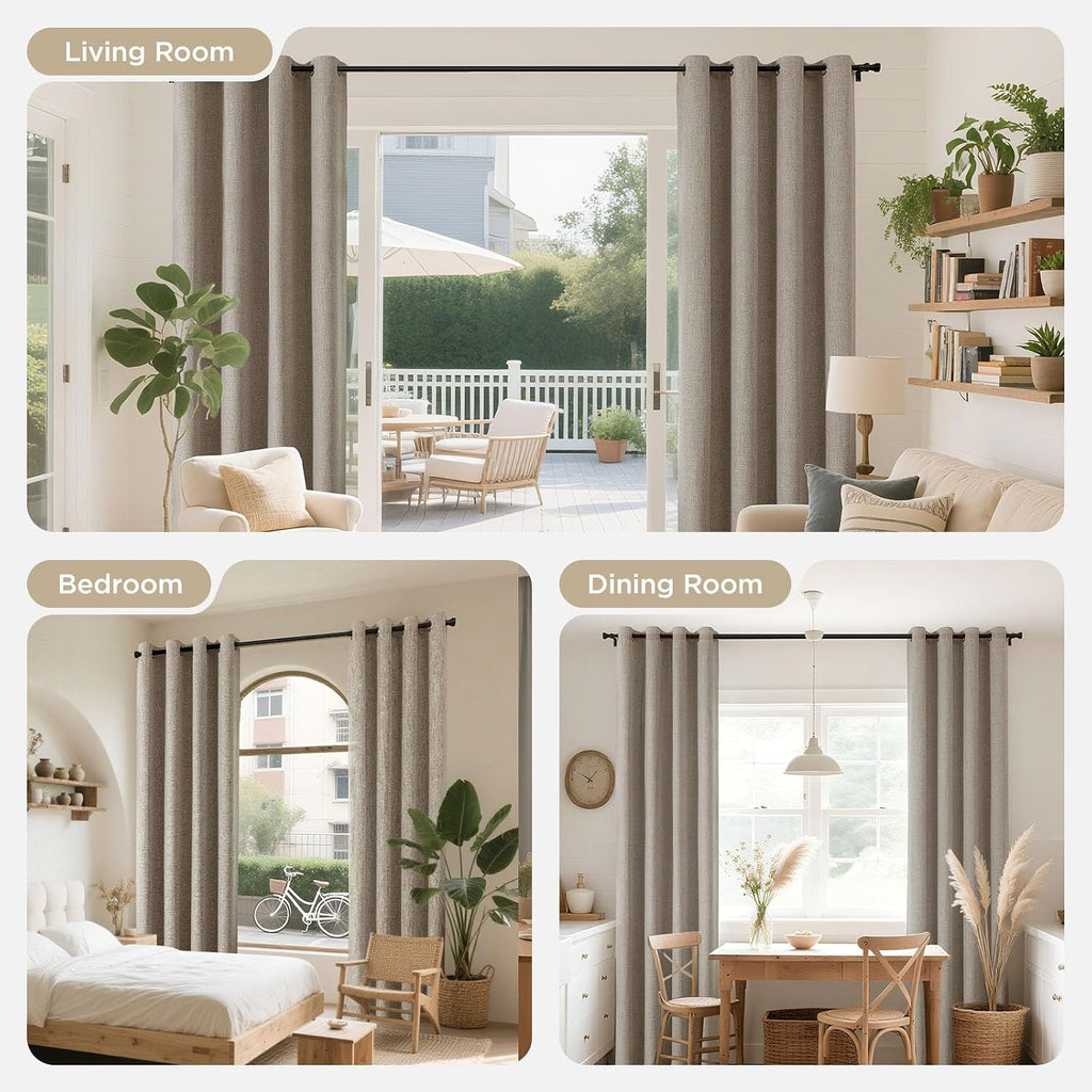 Linen Blackout Grommet Curtains 2 Panels