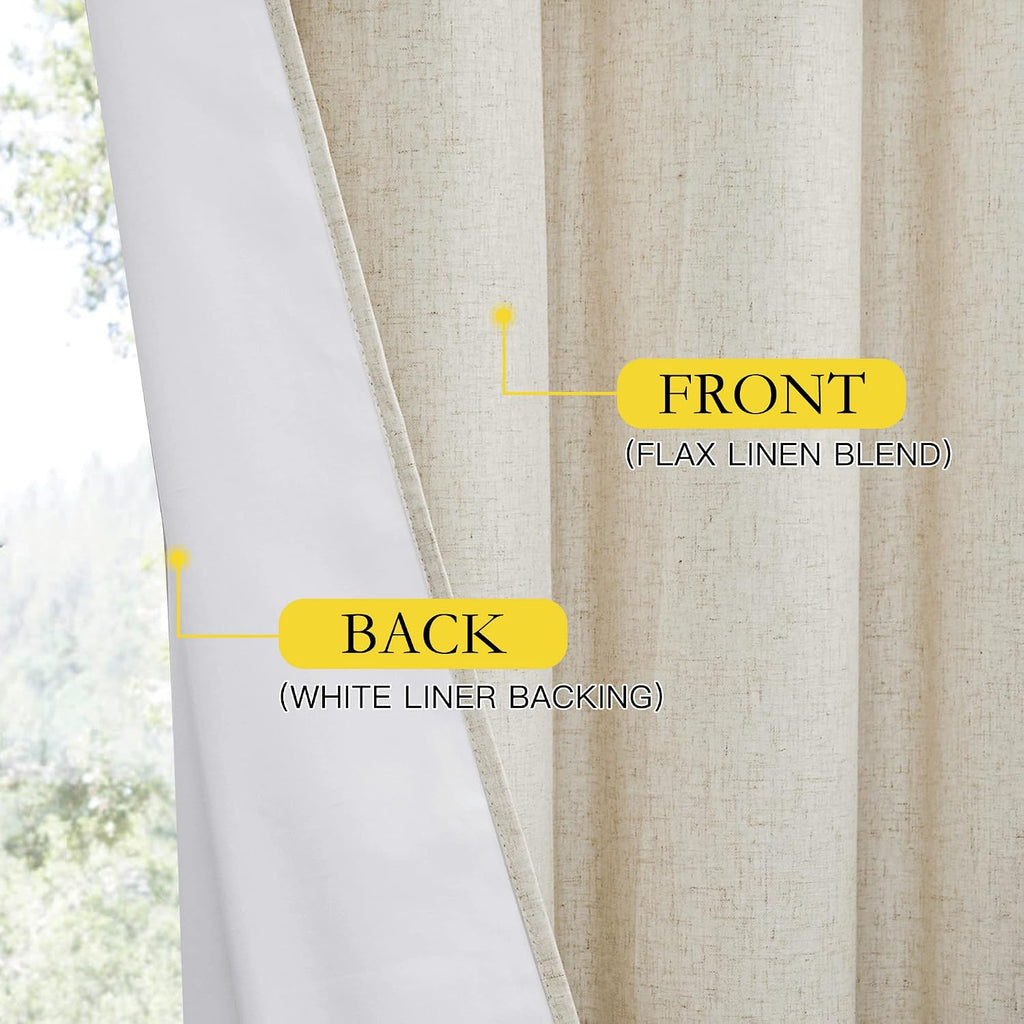 Burg Natural Linen Blackout Curtains 2 Panels