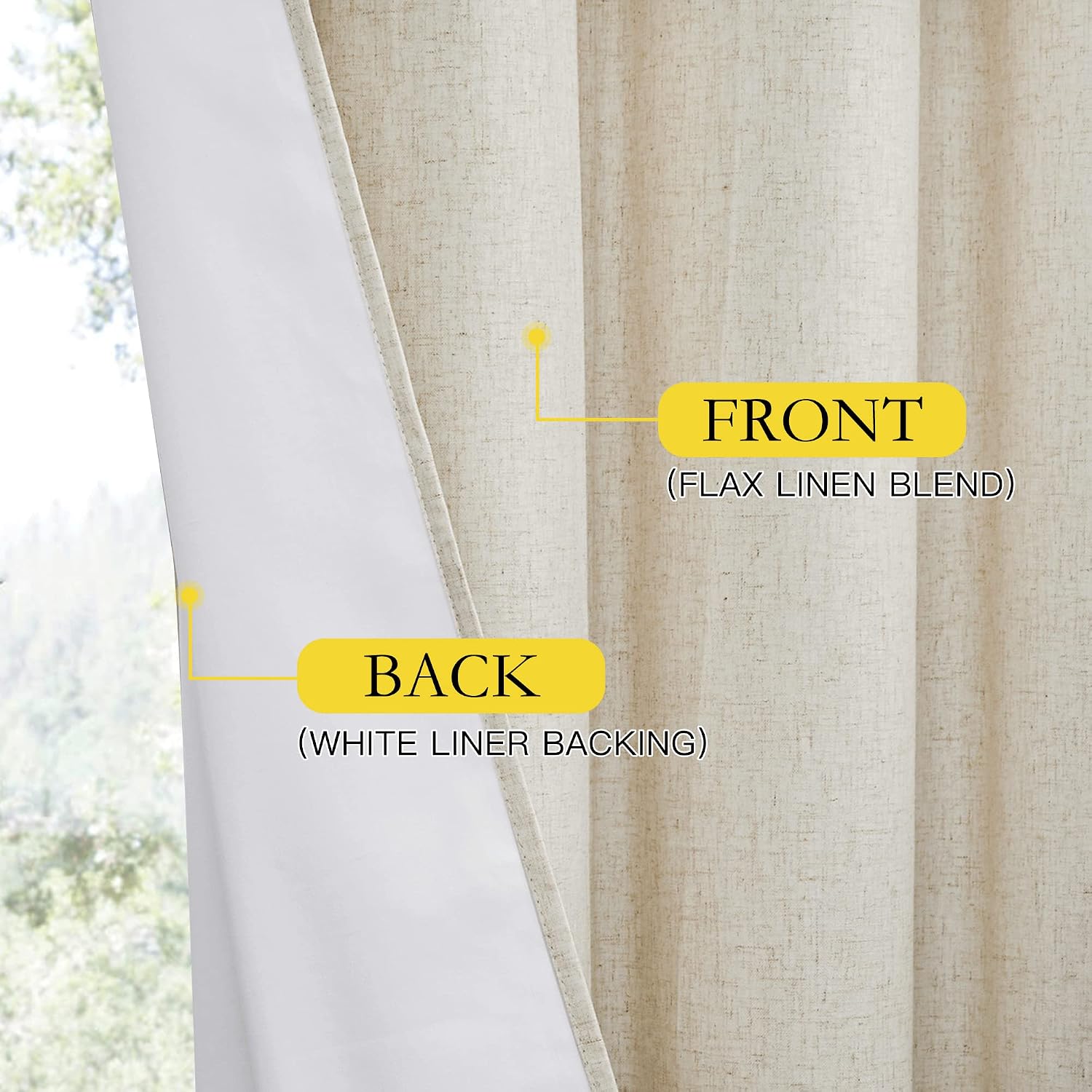 Burg Natural Linen Blackout Curtains 2 Panels