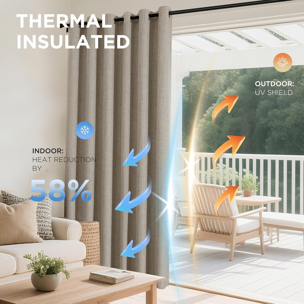 Linen Blackout Grommet Curtains 2 Panels