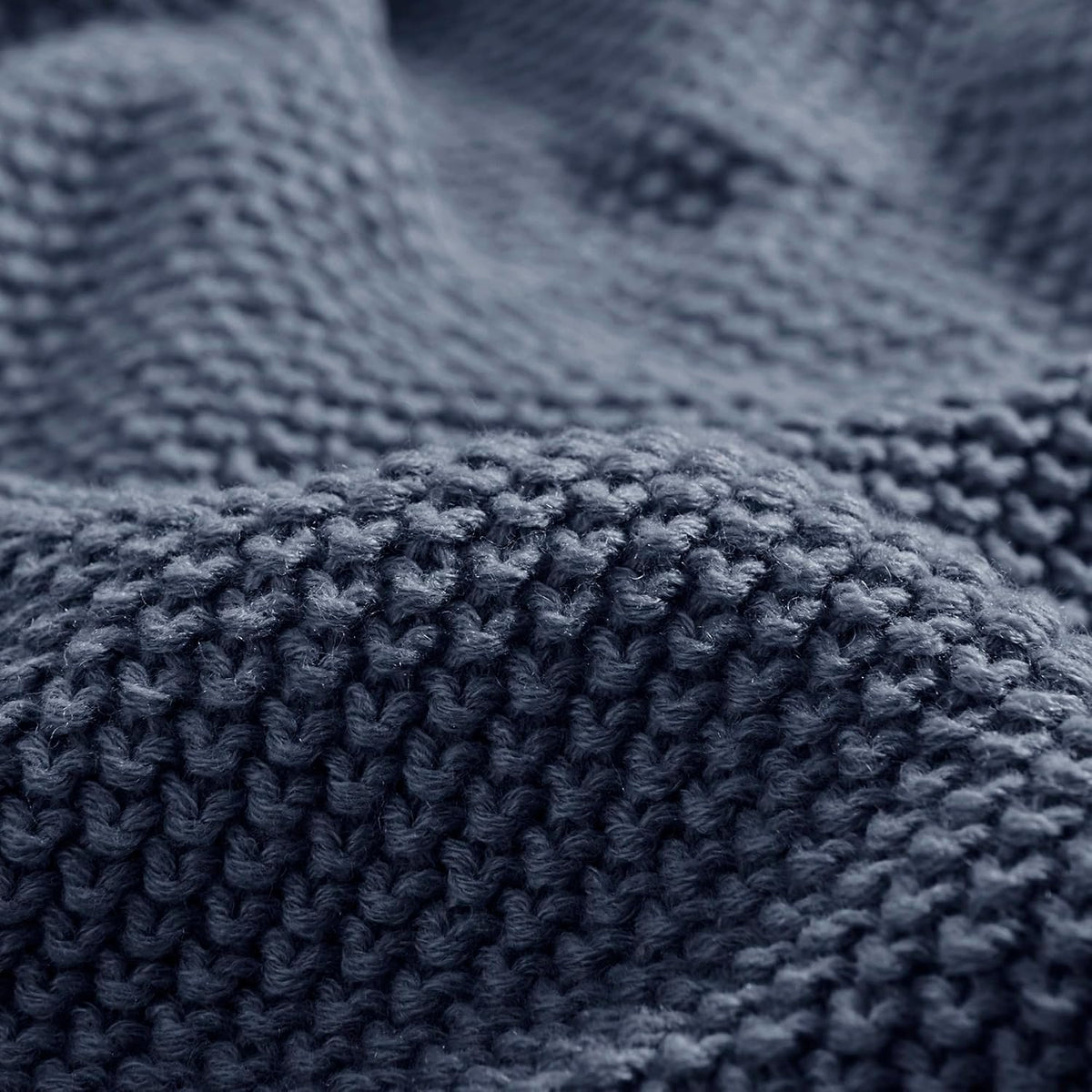 Indigo Acrylic Knit Throw Blanket