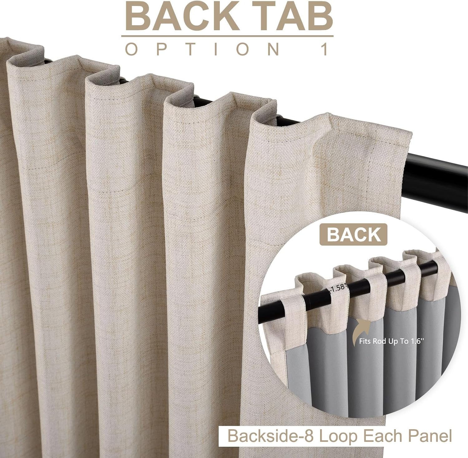 Cream Linen Blackout Curtains 2 Panels