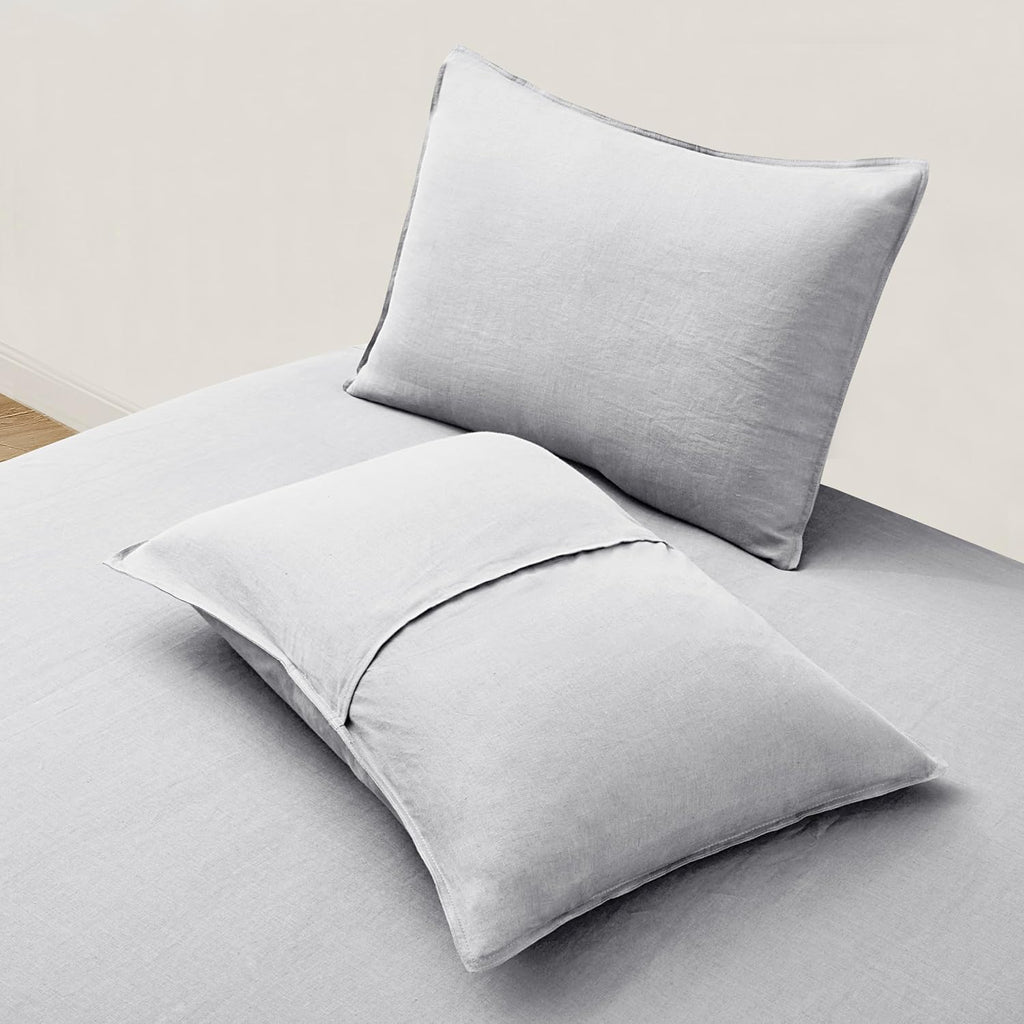 Light Grey Linen Standard Pillow Shams Set of 2