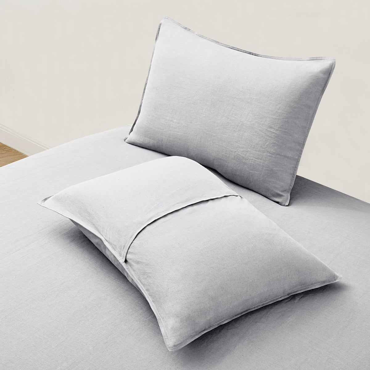 Light Grey Linen Standard Pillow Shams Set of 2