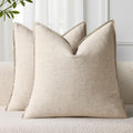 Beige Linen Flange‑Edge Throw Pillow Covers Set of 2
