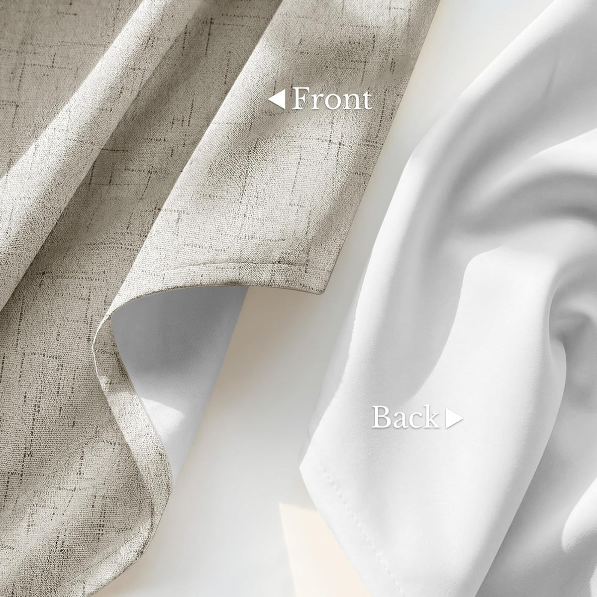 Beige Linen Blackout Grommet Curtains 2 Panels