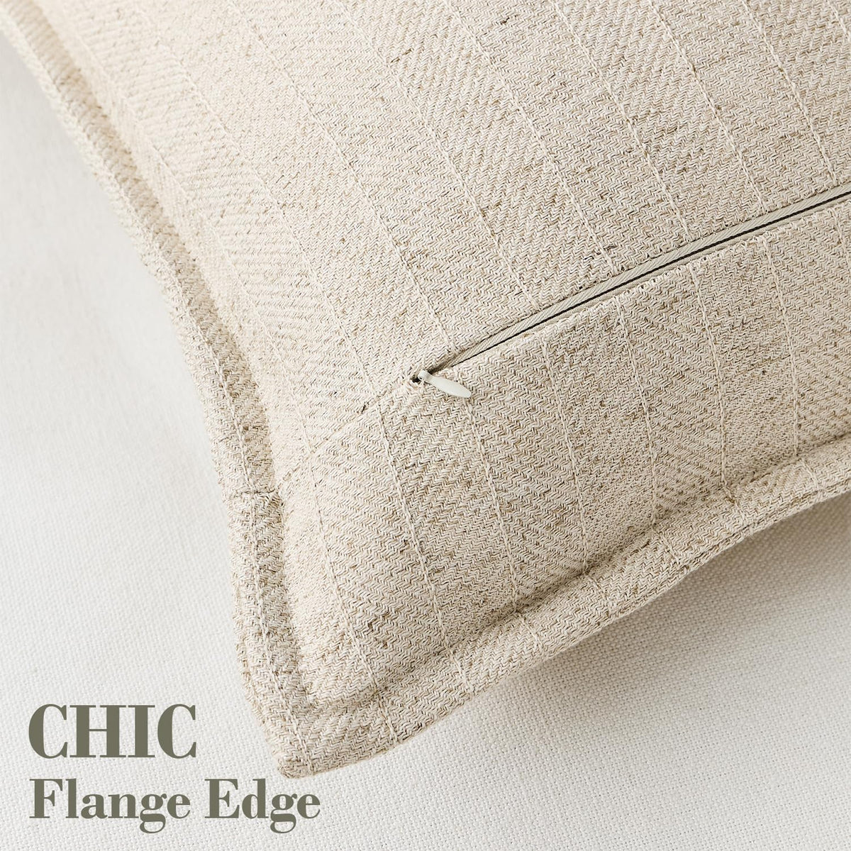 Natural Beige Linen Euro Pillow Shams Set of 2