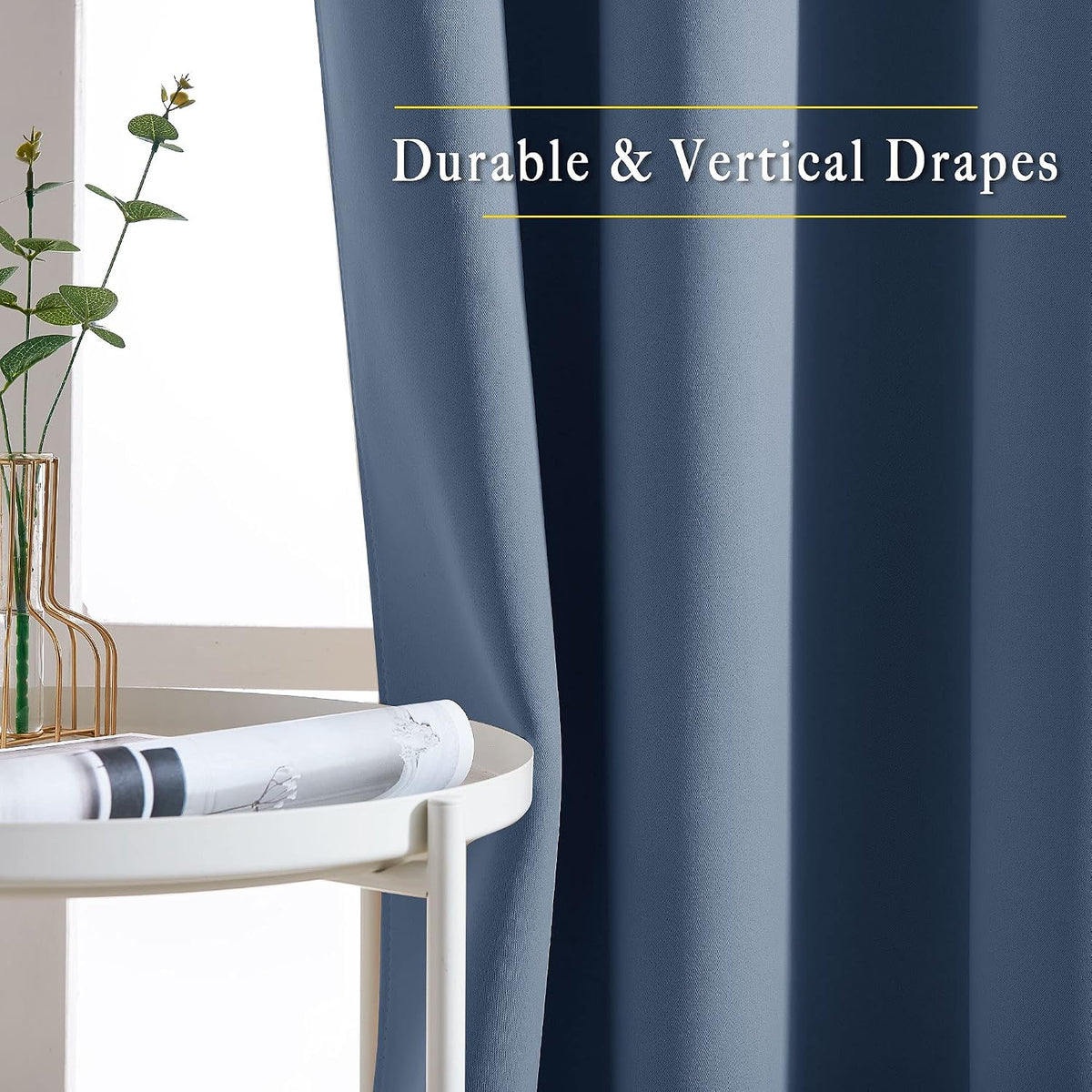 Stone Blue Blackout Grommet Curtains 2 Panels