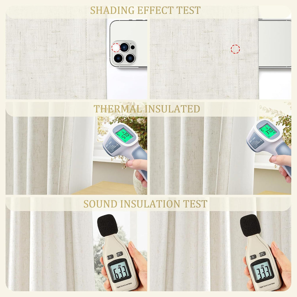 Natural Linen Blackout Grommet Curtains 2 Panels