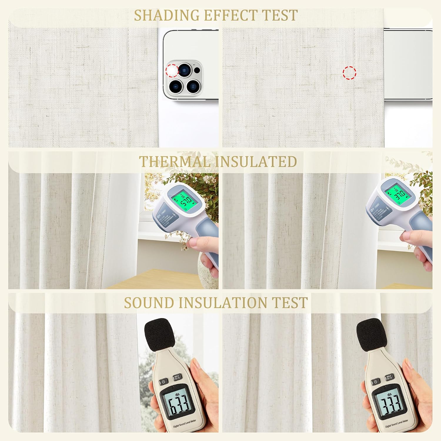 Natural Linen Blackout Grommet Curtains 2 Panels