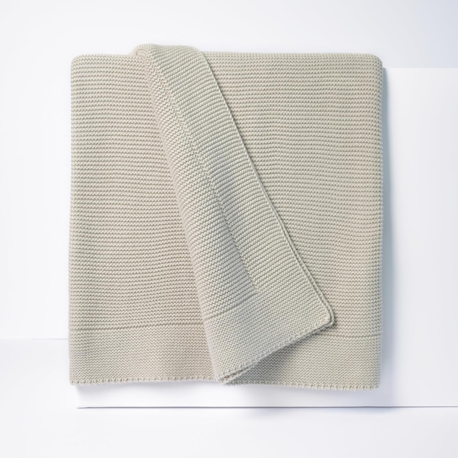 Silver Gray Cotton Knitted Throw Blanket