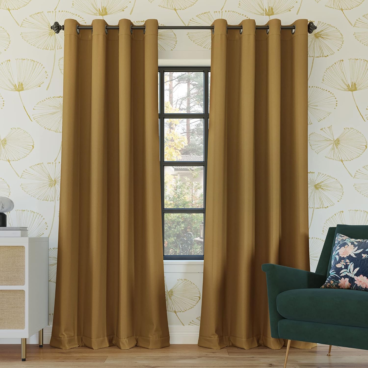 Gold Theater‑Grade Blackout Grommet Curtains 2‑Pack