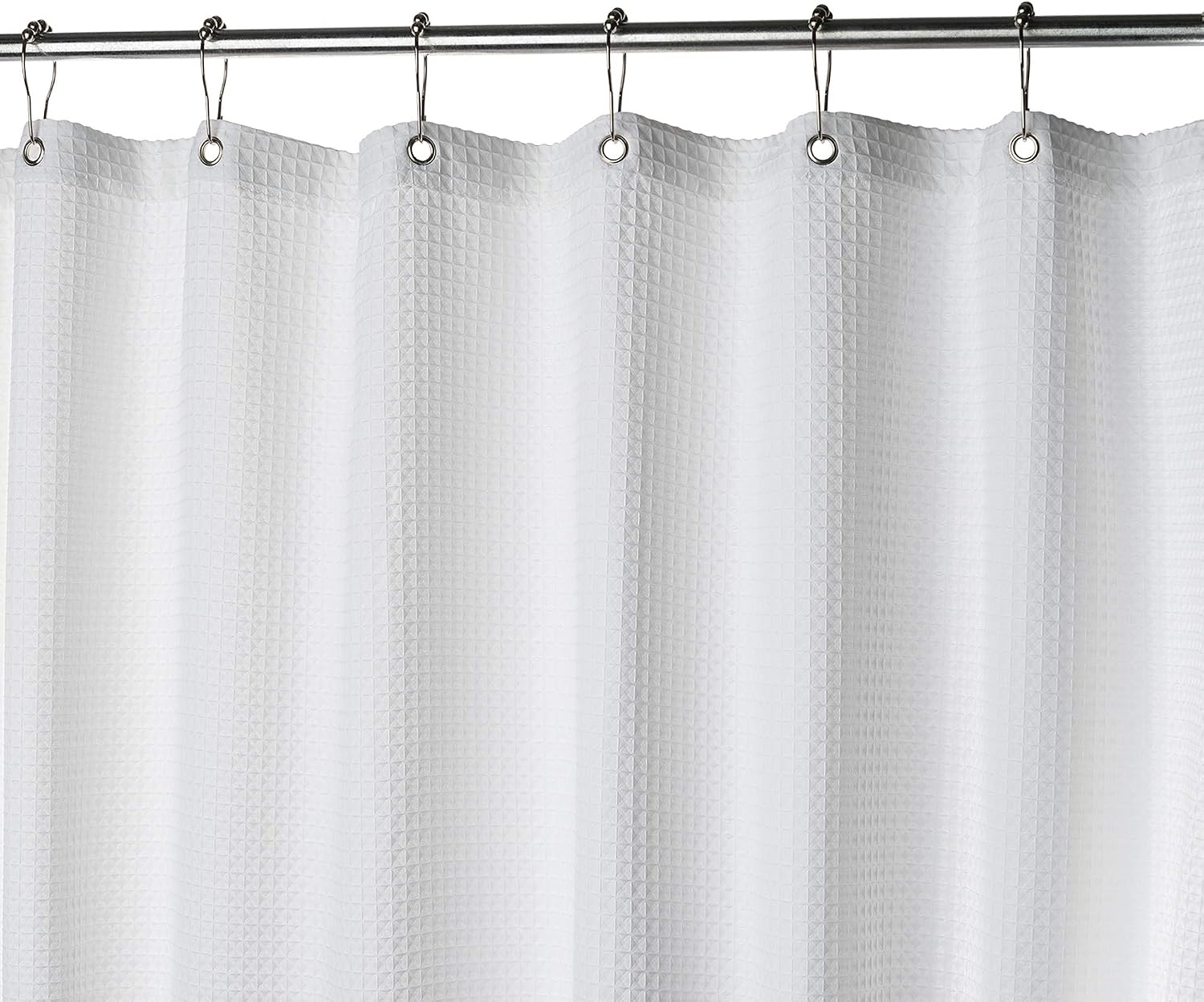 White Waffle Weave Water‑Repellent Shower Curtain
