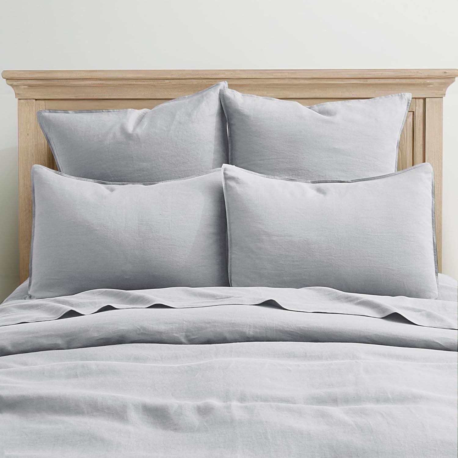 Light Grey Linen Standard Pillow Shams Set of 2