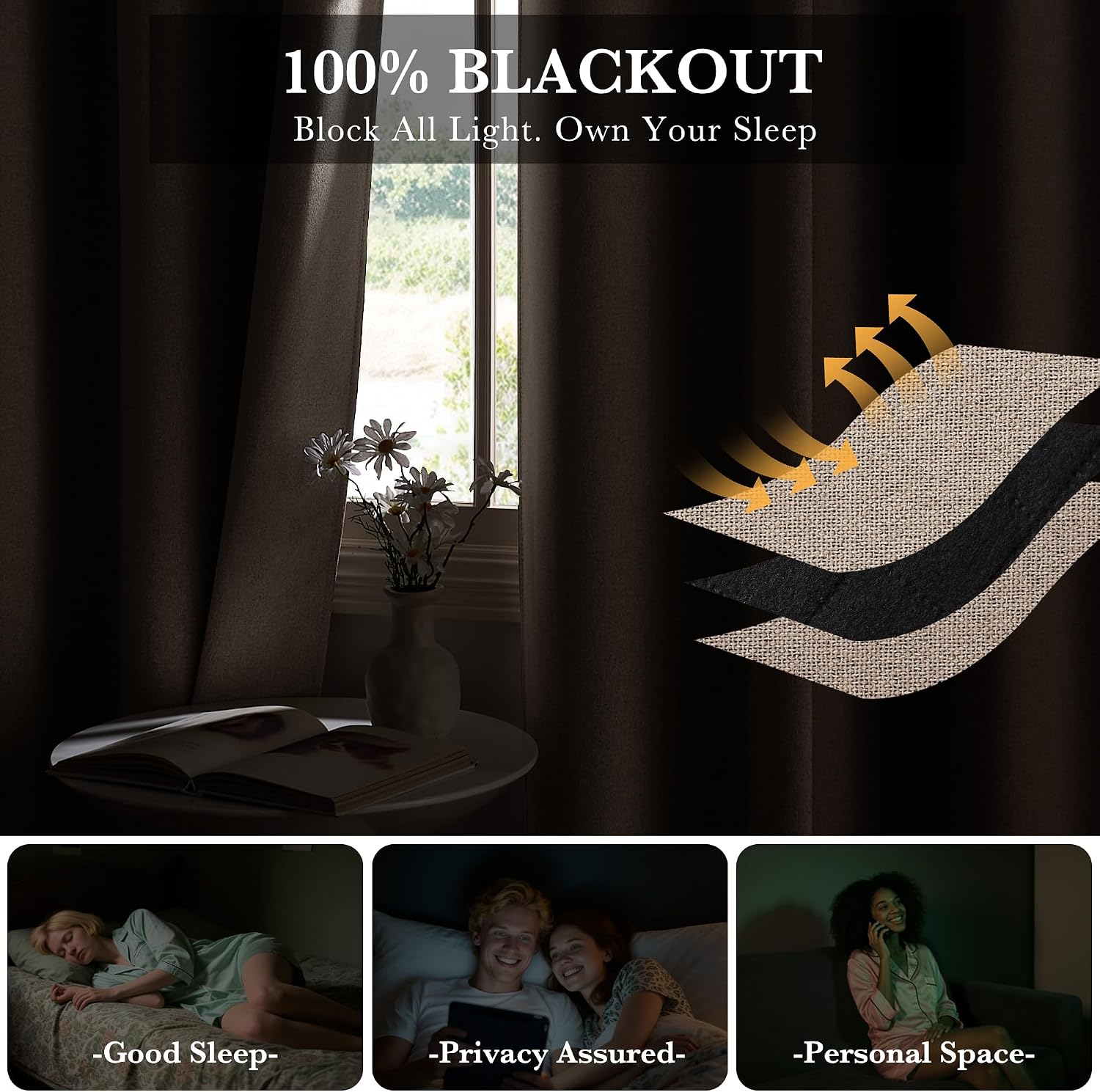Mocha Blackout Grommet Curtain 1 Panel