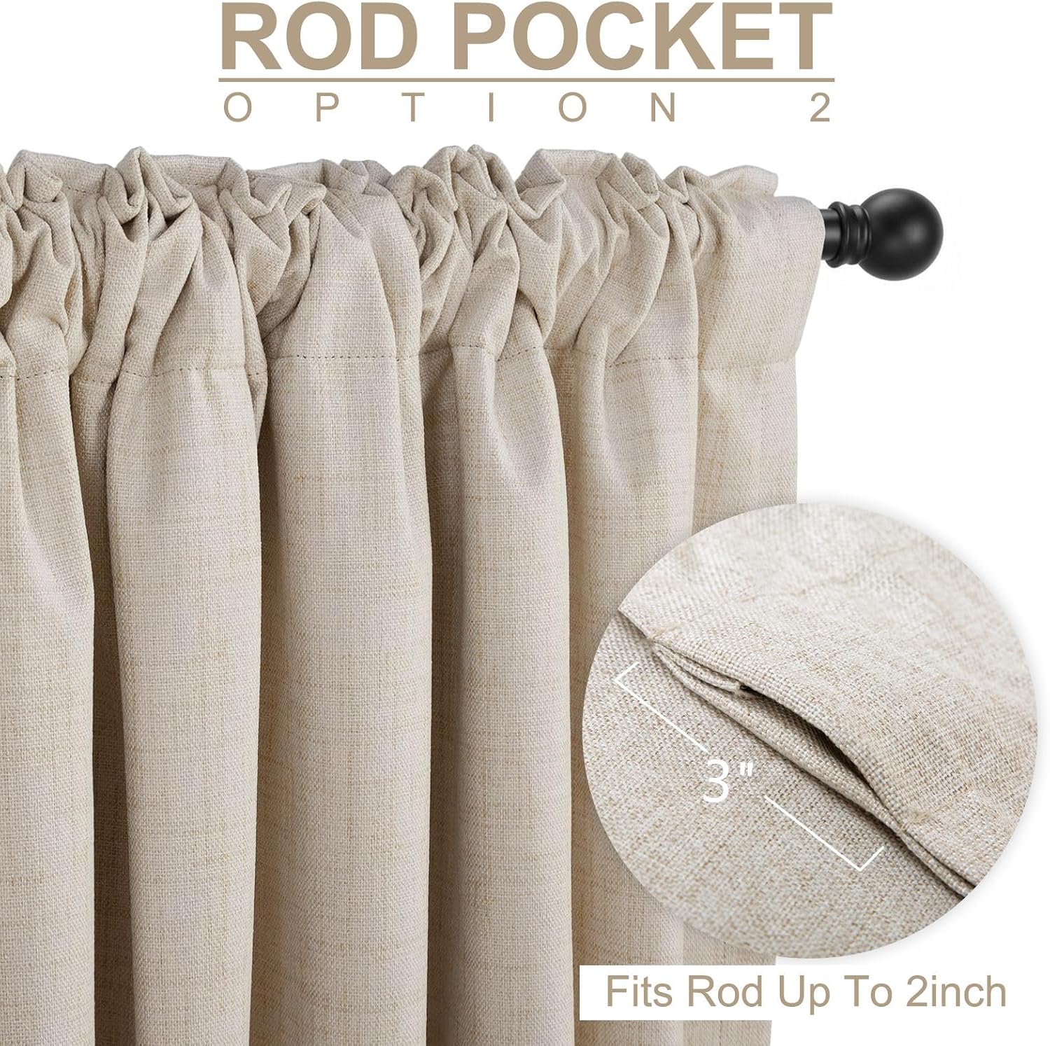 Cream Linen Blackout Curtains 2 Panels