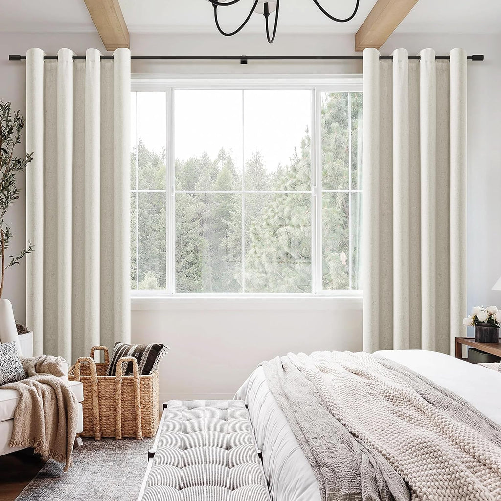 Natural Linen Blackout Grommet Curtains 2 Panels