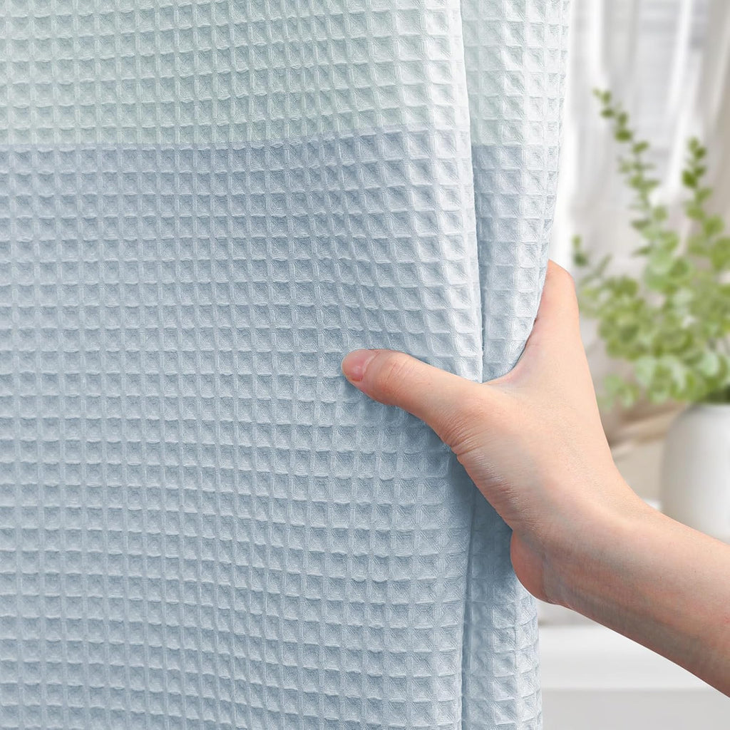 Light Blue Waffle Weave Shower Curtain