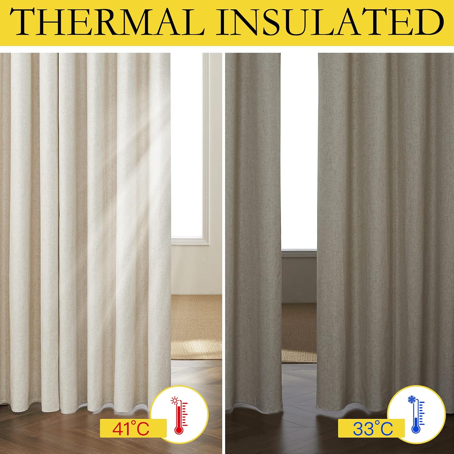 Burg Natural Linen Blackout Curtains 2 Panels
