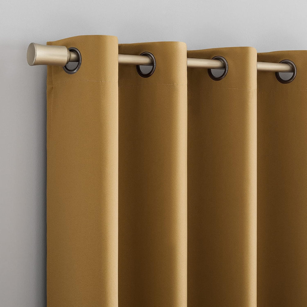 Gold Theater‑Grade Blackout Grommet Curtains 2‑Pack