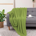 Grass Green 100% Cotton Knit Throw Blanket