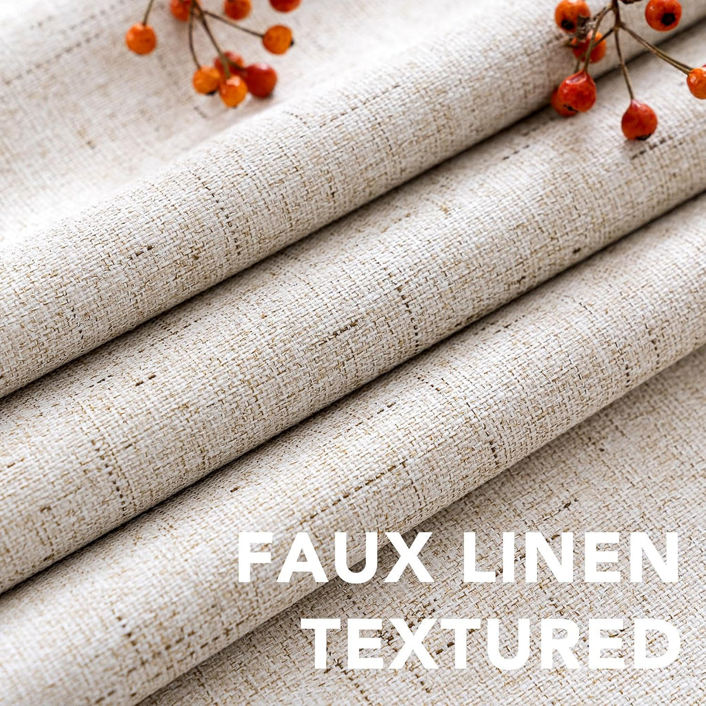 Natural Linen Blackout Grommet Curtains 2 Panels