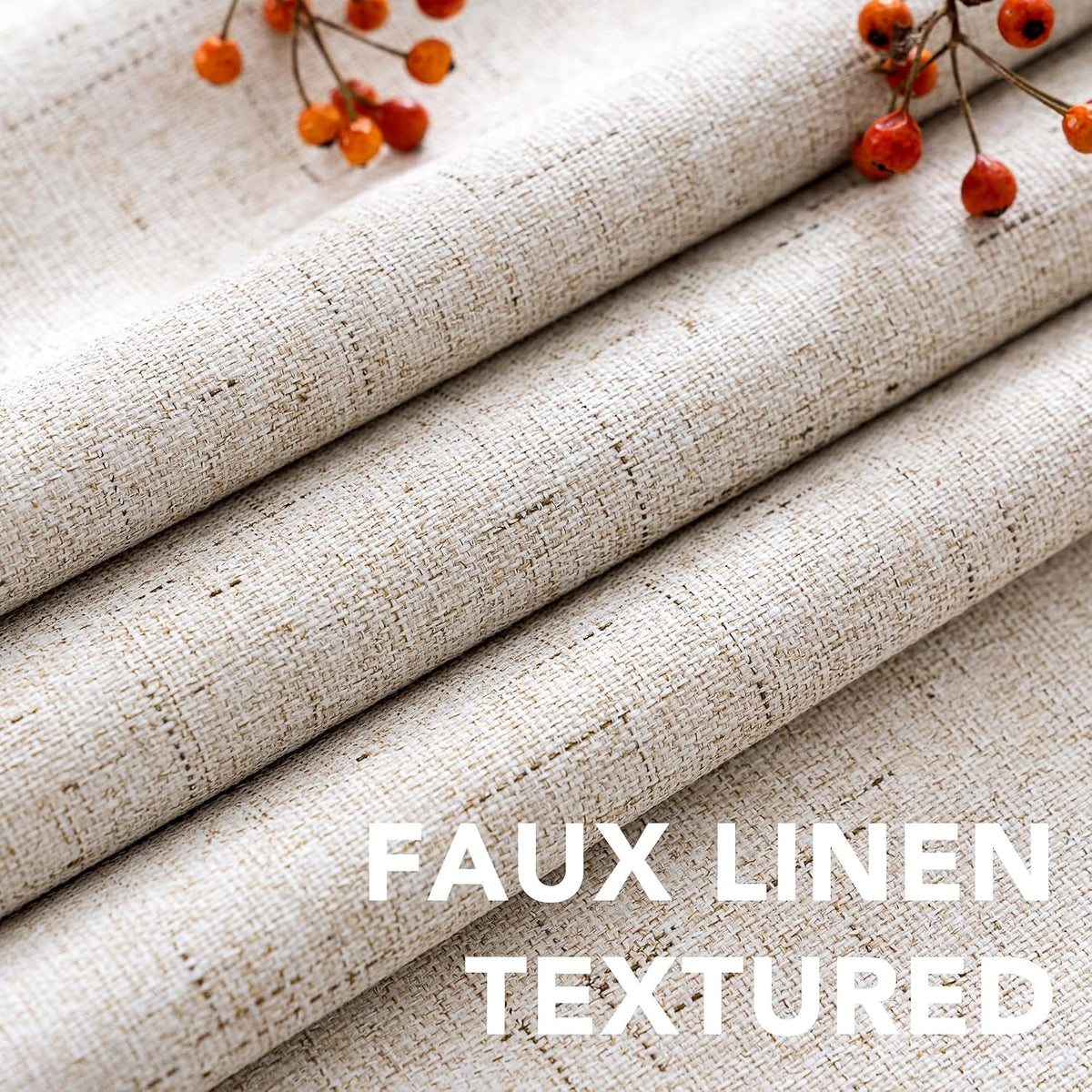 Natural Linen Blackout Grommet Curtains 2 Panels