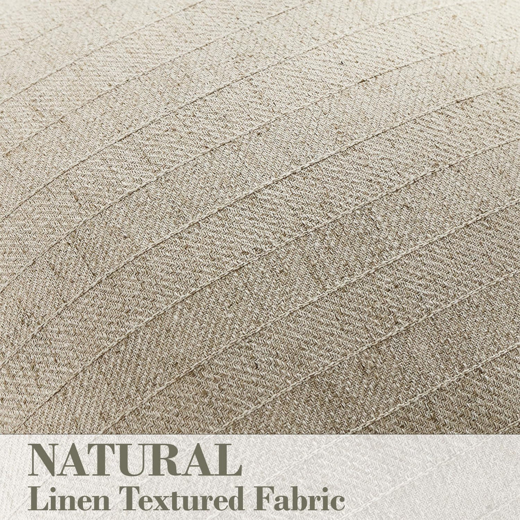 Natural Beige Linen Euro Pillow Shams Set of 2