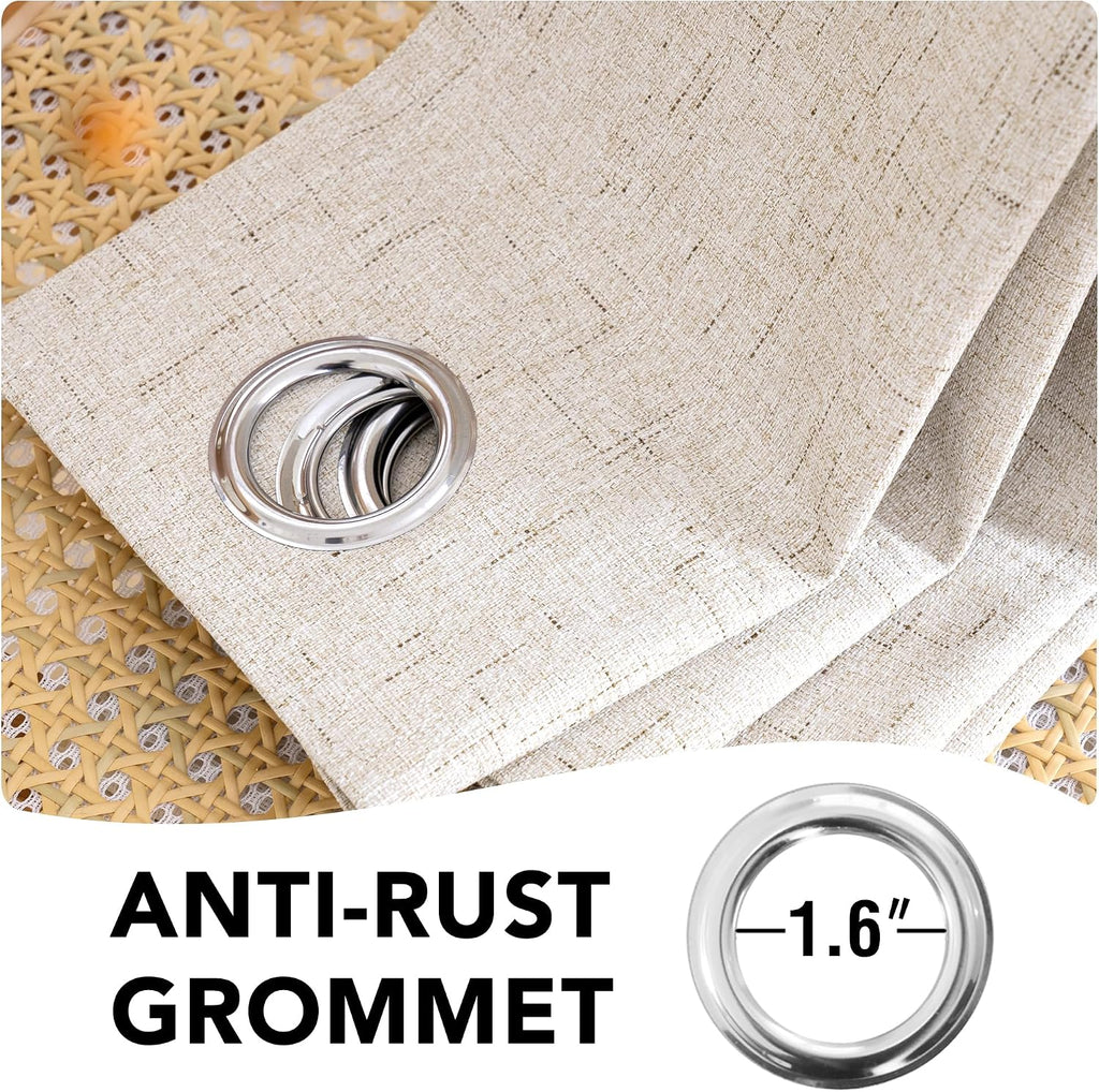 Natural Linen Blackout Grommet Curtains 2 Panels