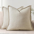 Natural Beige Linen Euro Pillow Shams Set of 2